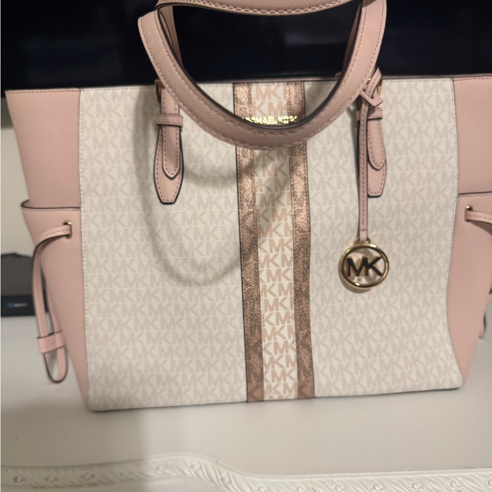 MICHAEL KORS 35F2G2GT7B Gilly Large Color-Block Logo and Leather Tote Bag